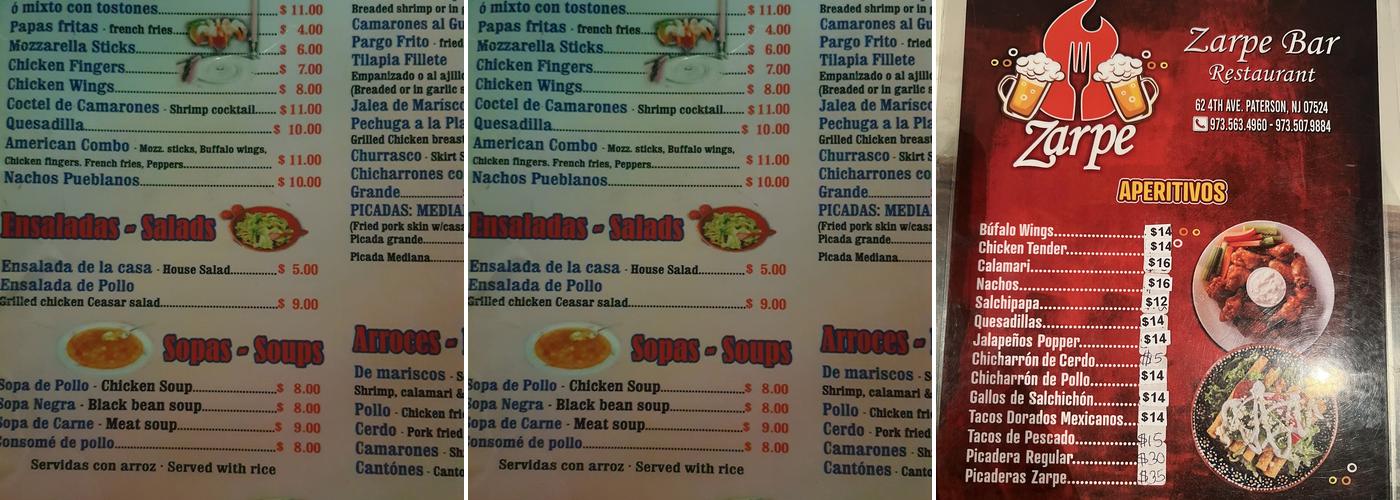 Mi Pueblo Bar 2 Menu
