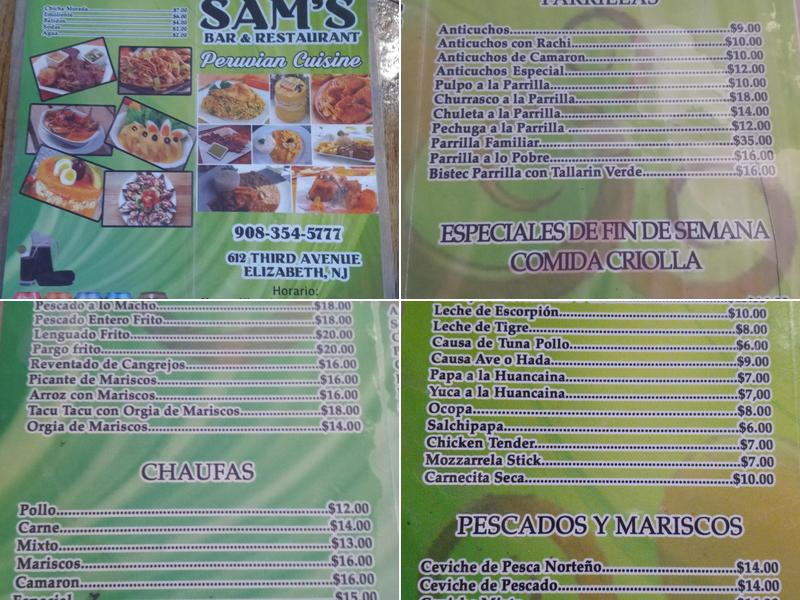 Sam's Menu
