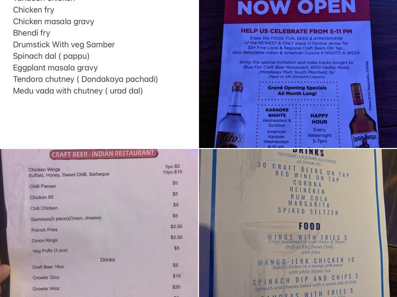 BlueFox - Indian Restaurant Menu
