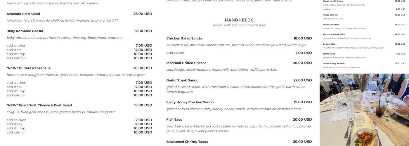 B2 Bistro + Bar Menu