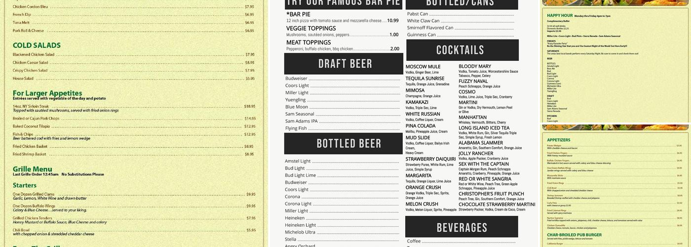 Christopher's Pub Menu