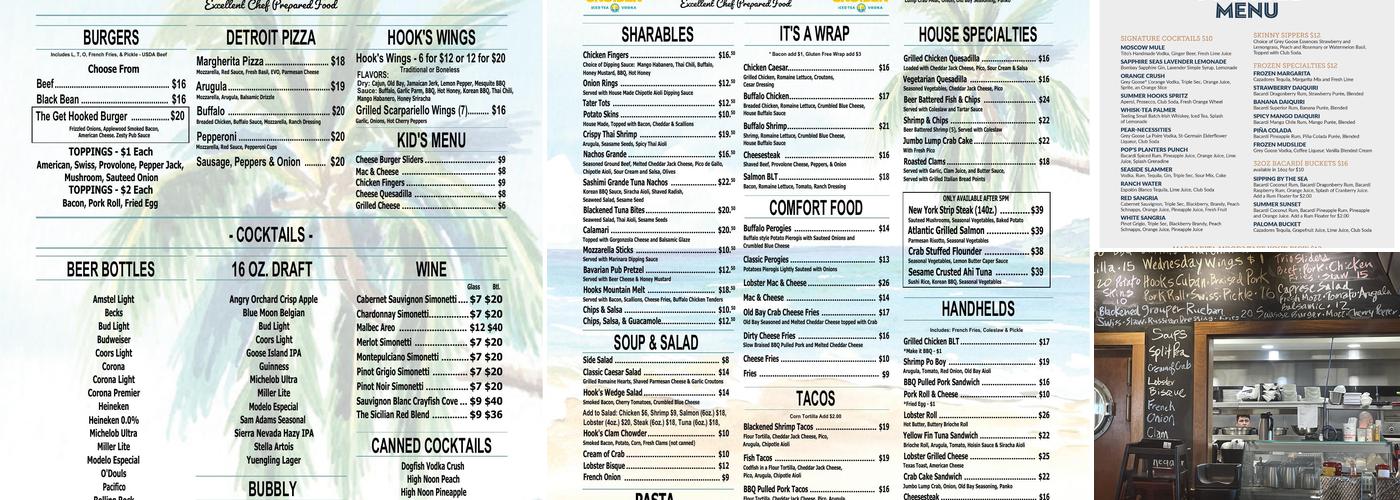 Hooks Bar & Grill Menu