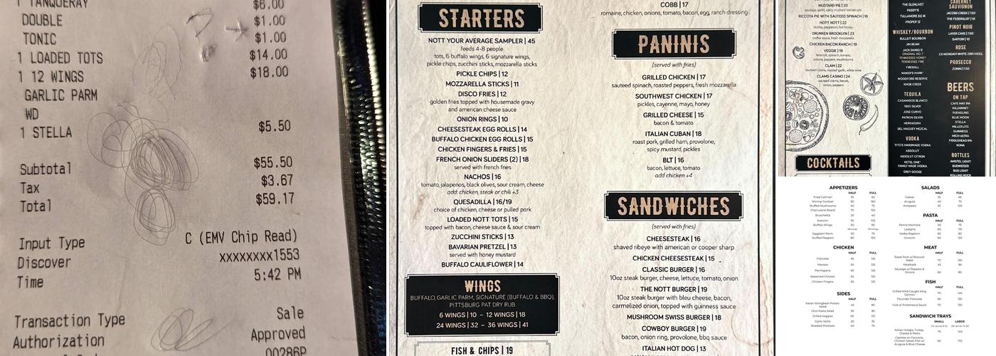 The Nottingham Tavern Menu