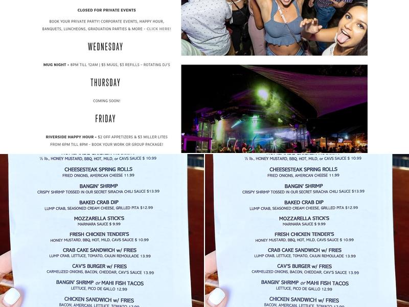 Cavanaugh's River Deck Menu