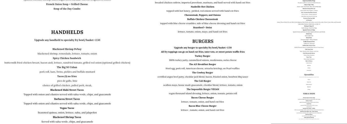 Amendment 21 Menu