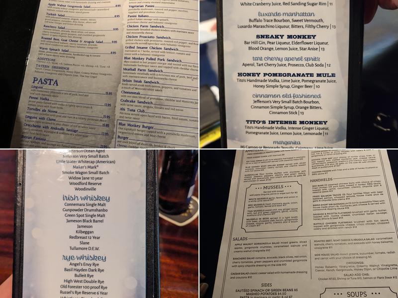 Blue Monkey Tavern Menu