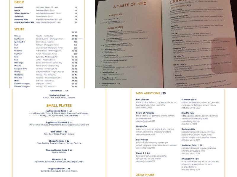 Bar 54 Menu