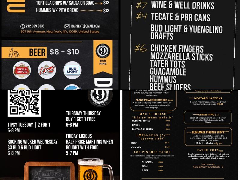 Bar Nine Menu