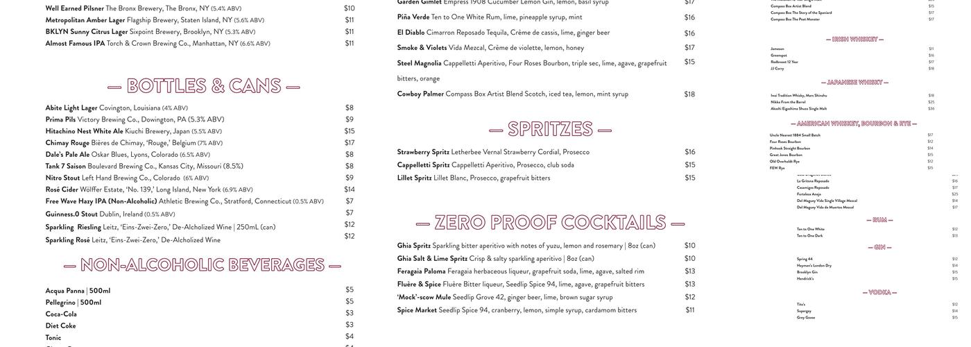 Ardesia Wine Bar Menu