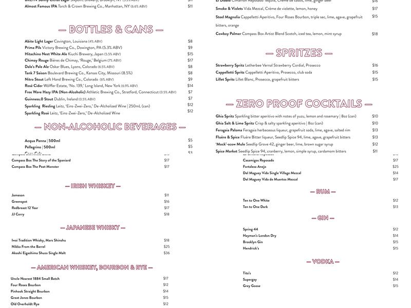 Ardesia Wine Bar Menu