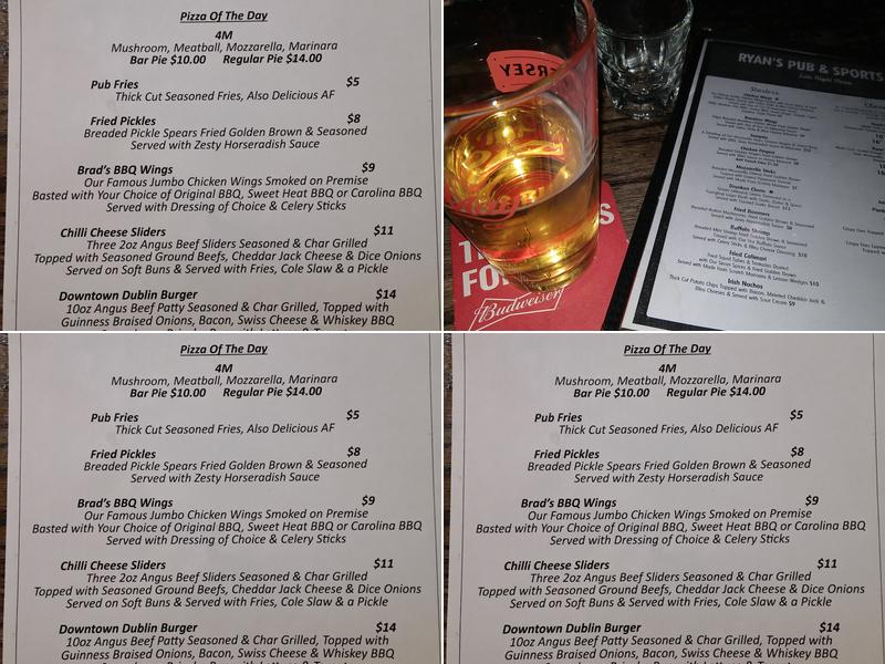 Ryan's Pub & Sports Bar Menu