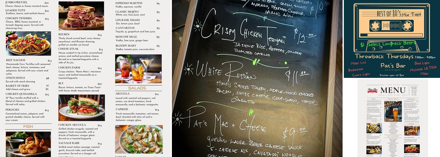 Pat's Bar & Grill Menu