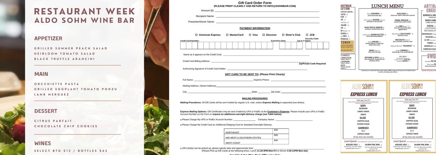 Aldo Sohm Wine Bar Menu