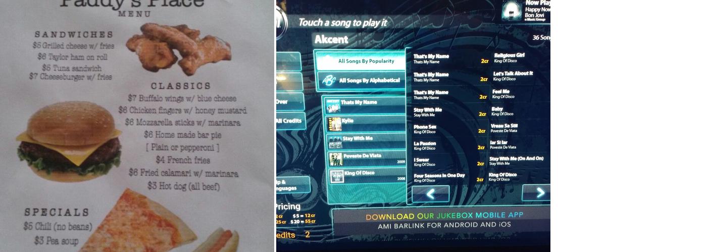 Paddy's Place Menu