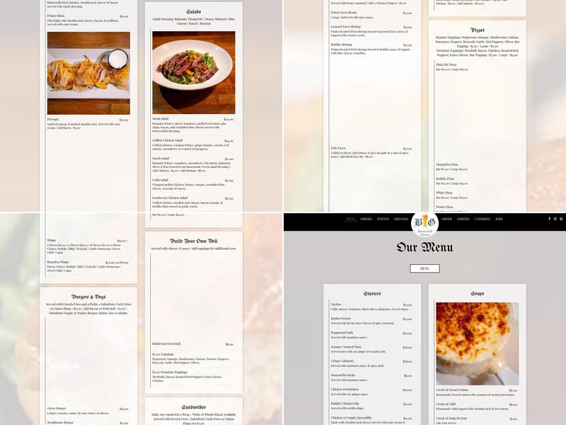 Brunswick Grove Menu