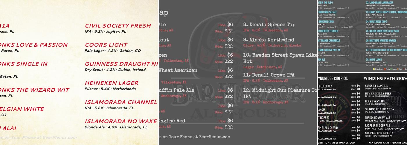 Pompton Craft House Menu