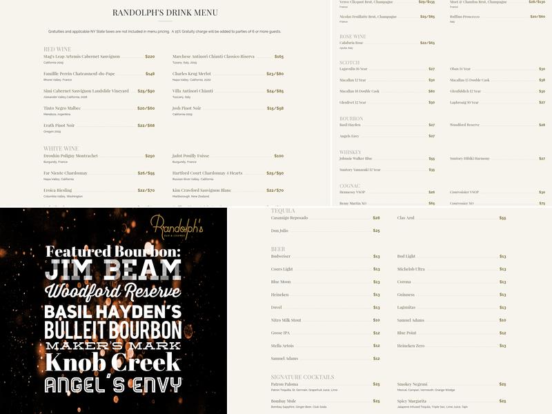 Randolph's Bar and Lounge Menu