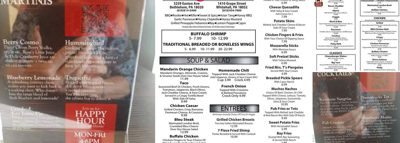 Keystone Pub Menu