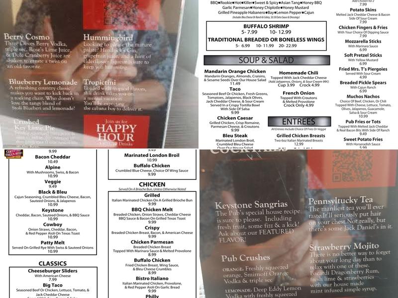 Keystone Pub Menu