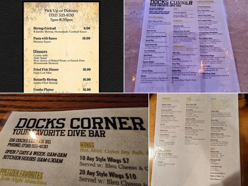 Dock's Corner Tavern Menu