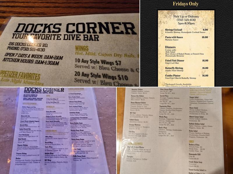 Dock's Corner Tavern Menu