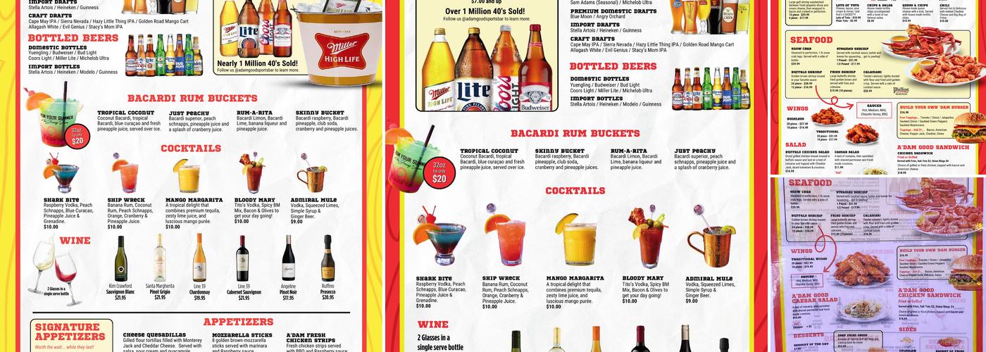 A'Dam Good Sports Bar & Grill Menu