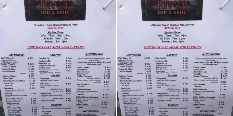 Westside Village Tavern Menu