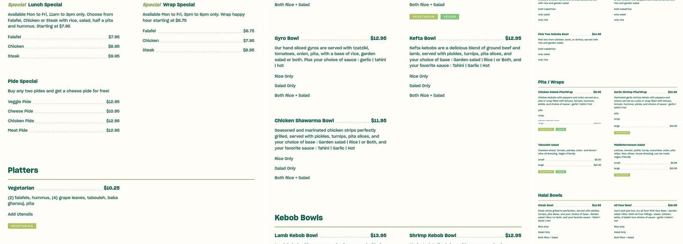 Middleterranean Menu