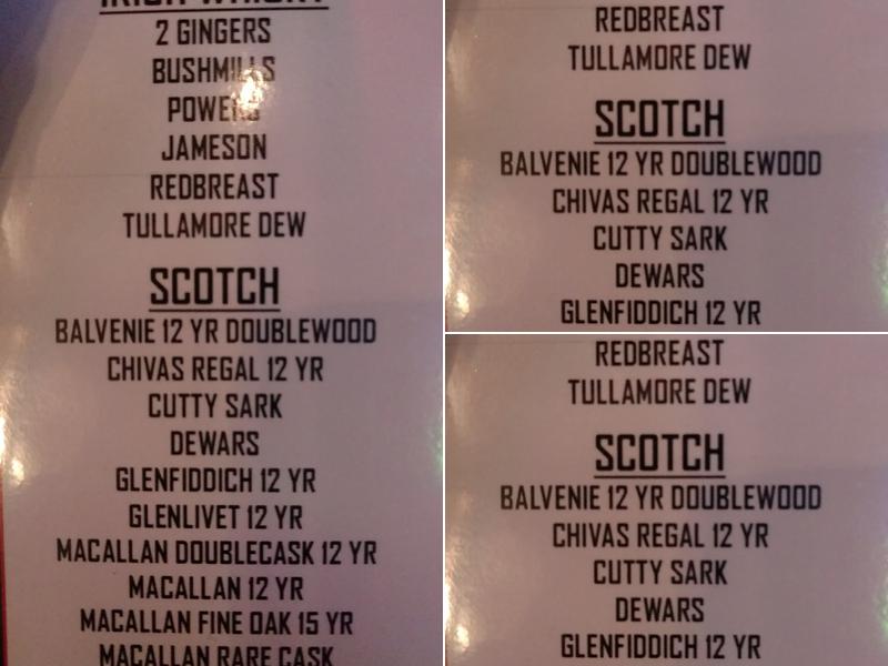 Pauli's Sports Lounge Menu