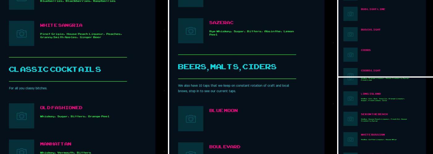 VS ARCADE BAR Menu