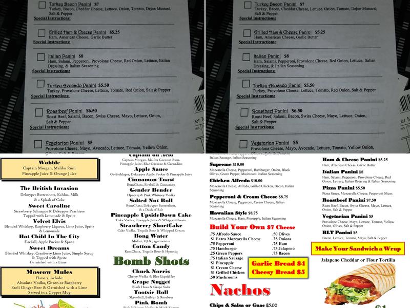 Steve O's Lounge Menu