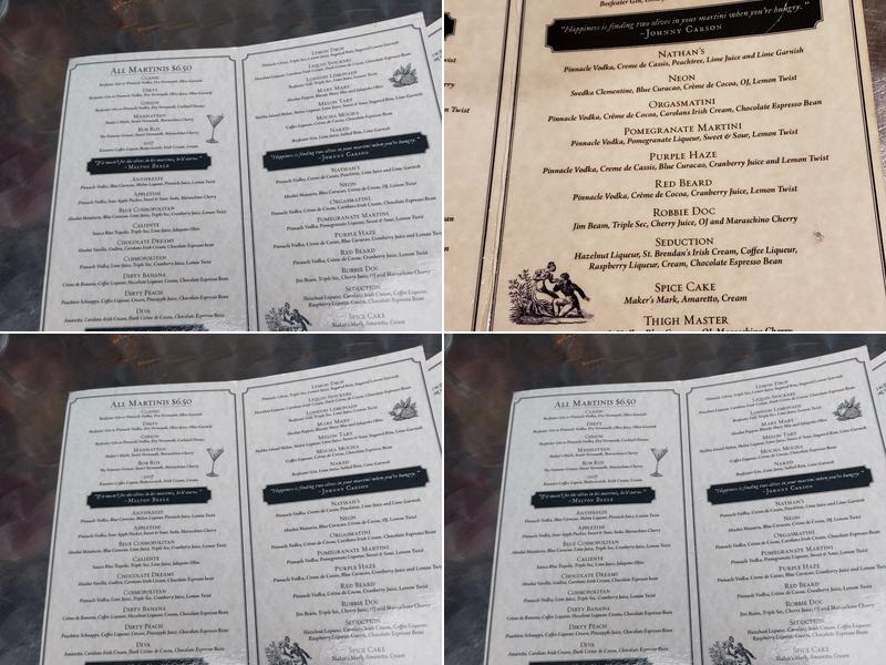 J Alfred Prufrock's Menu