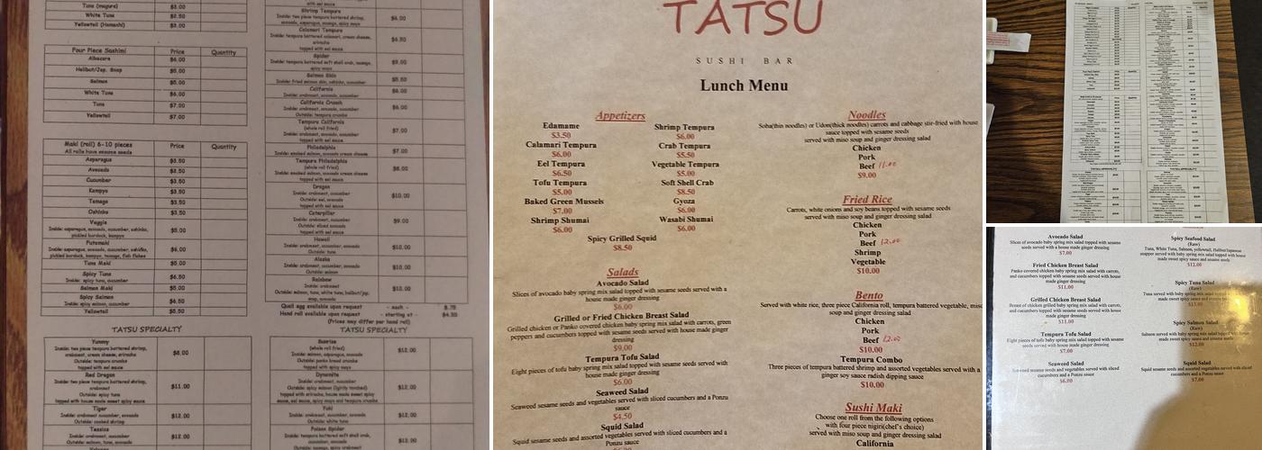 Sushi Tatsu Menu