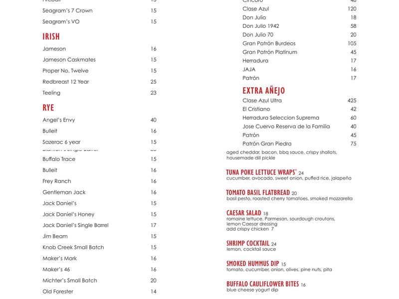 Lobby Bar Menu