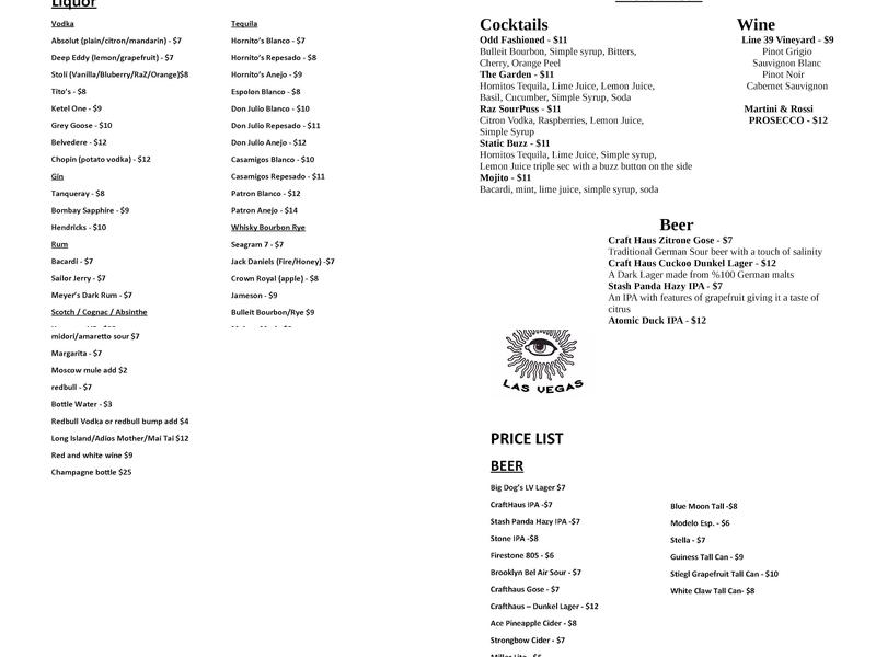 Oddfellows Menu