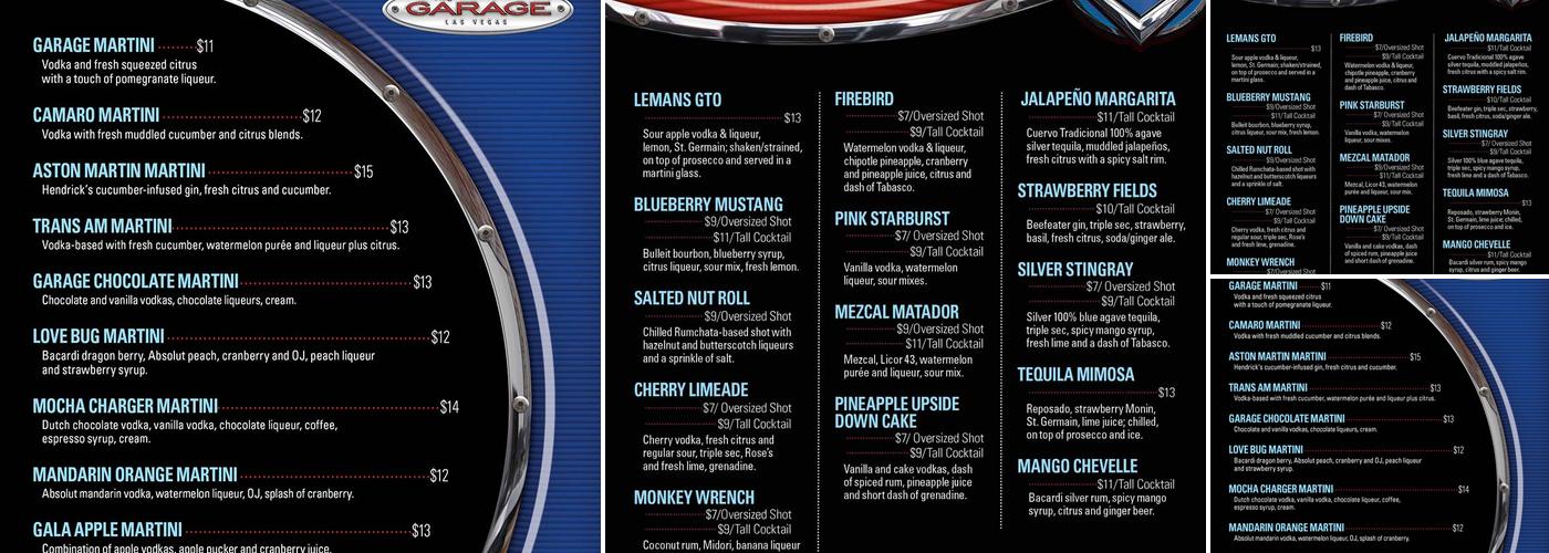 The Garage Menu