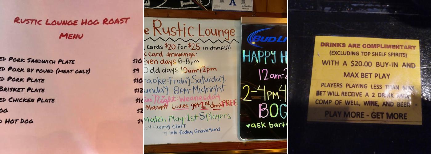Rustic Lounge Menu