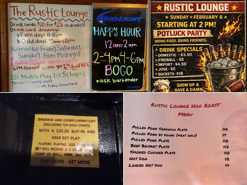 Rustic Lounge Menu