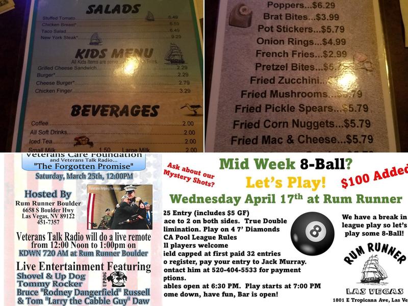 Rum Runner Boulder Menu