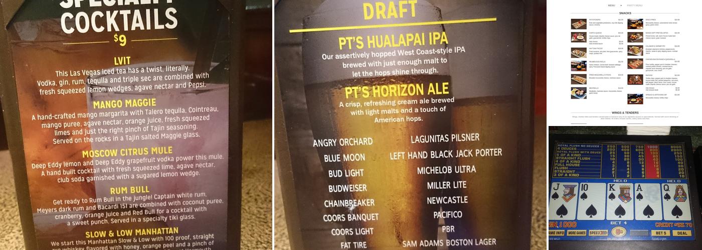 PT's Pub Menu