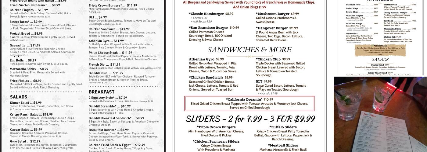 Gin Mill Menu