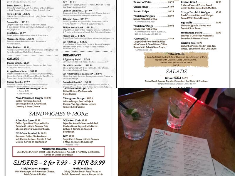 Gin Mill Menu