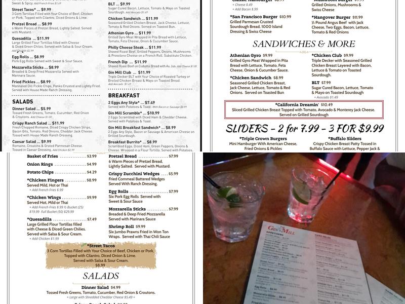 Gin Mill Menu