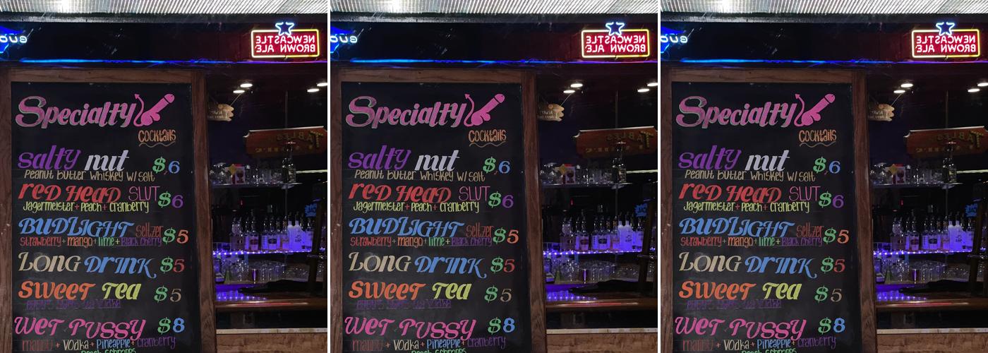 Shooters Saloon Menu