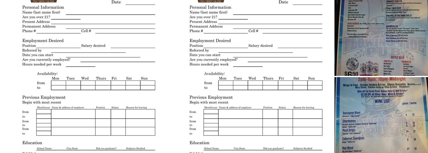 Flowing Tide Pub 3 Menu