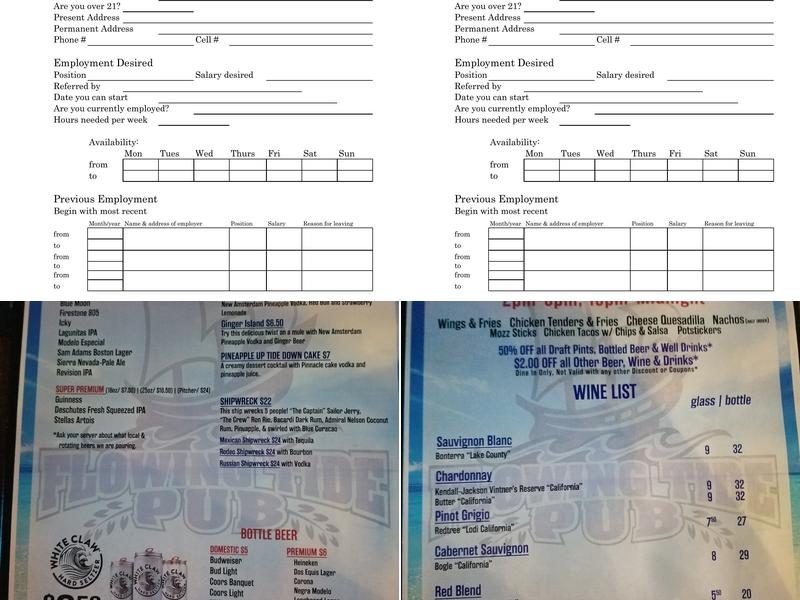 Flowing Tide Pub 3 Menu