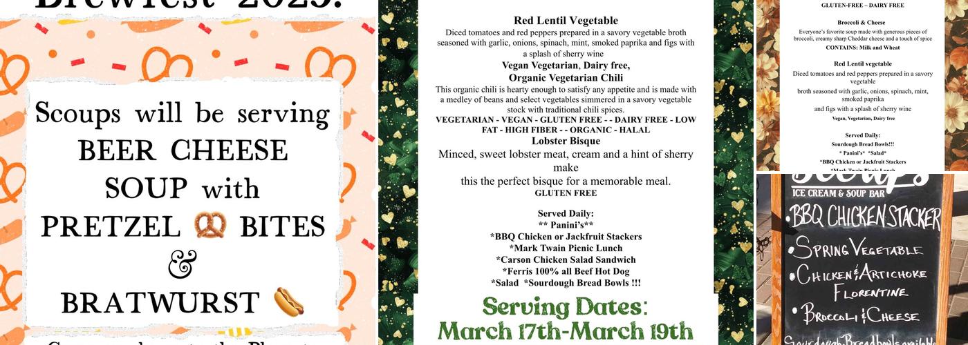 Scoups Ice Cream & Soup Bar Menu