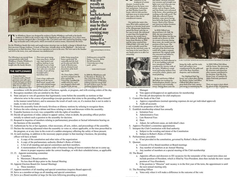 Albuquerque Press Club Menu