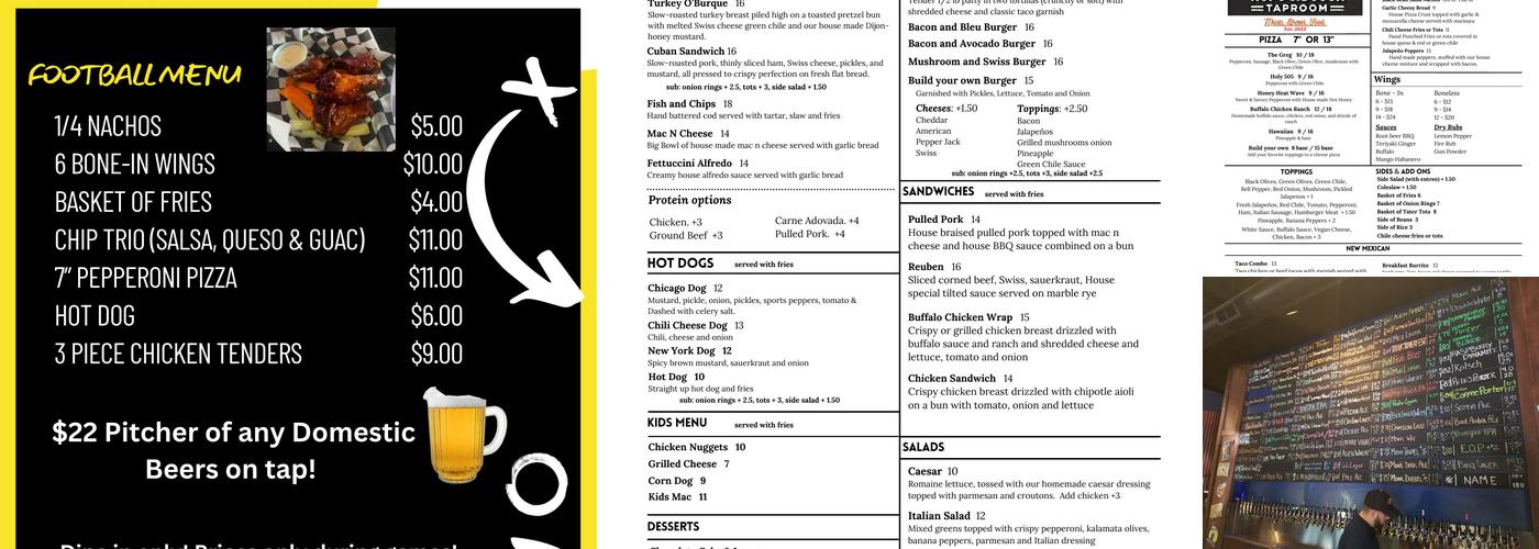 Hops & Dough Taproom Menu