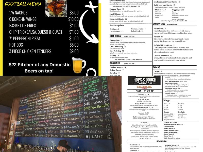 Hops & Dough Taproom Menu